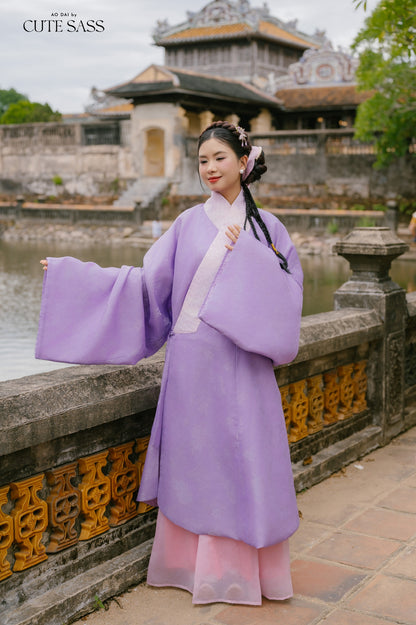 Ao Giao Linh Purple - Crossed-Collared Robe