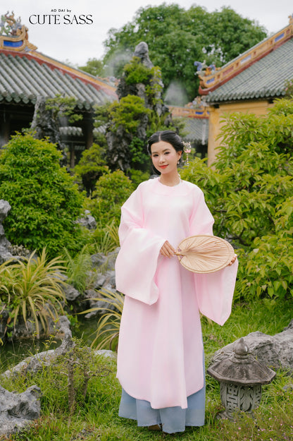 Ao Vien Linh Pink - Round-Collared Robe