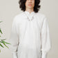 Vân - Gender Fluid White High Collar Barrel Sleeves Button Top, No Pants