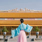 Ao Giao Linh Blue - Crossed-Collared Robe