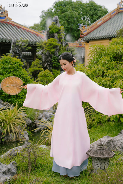 Ao Vien Linh Pink - Round-Collared Robe
