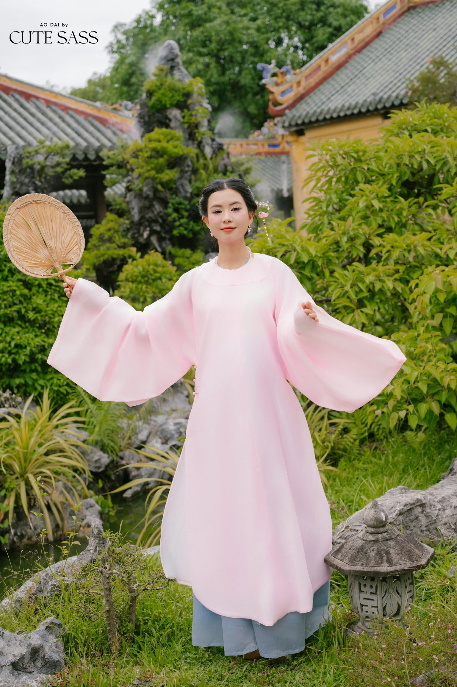 Round Collared Robe Ao Vien Linh Pink - Round-Collared Robe – Ao Dai by Cute Sass