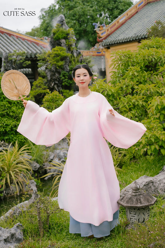 Ao Vien Linh Pink - Round-Collared Robe