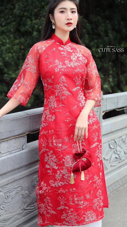 Tu Minh - Red Ao Dai Set 25C