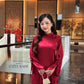 Linh Vy - Red Vows Long Sleeve Bows Ao Dai Set