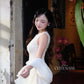Linh Vy - Muse White Sleeveless Ao Dai Top Only and Shoulder Strings, No Pants