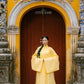 Ao Giao Linh Yellow - Crossed-Collared Robe