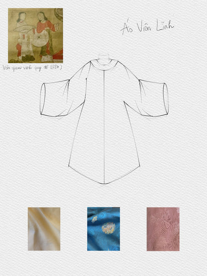 Ao Vien Linh Blue - Round-Collared Robe