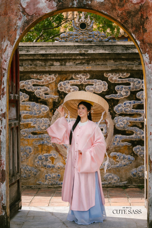Ao Tu Dien Pink - Four-Panel Robe