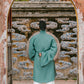 Ao Giao Linh Green - Crossed-Collared Robe