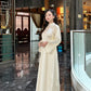 Linh Vy - Cream Vows Long Sleeve Bows Ao Dai Set