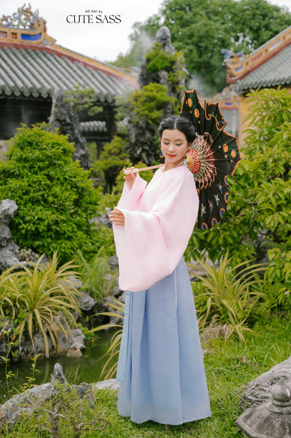 Ao Vien Linh Pink - Round-Collared Robe