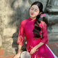 Fuchsia 3D Branches Ao Dai Set 1B