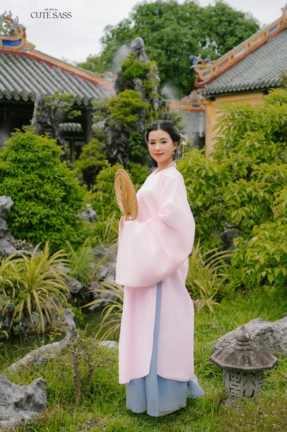 Ao Vien Linh Pink - Round-Collared Robe