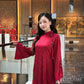 Linh Vy - Red Vows Long Sleeve Bows Ao Dai Set