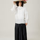 Vân - Gender Fluid White High Collar Barrel Sleeves Button Top, No Pants
