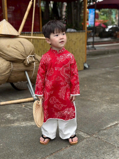 Boy Printed Dragon Clouds Ao Dai Top (3 Colors) 42A