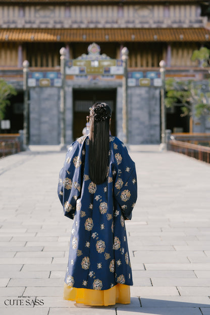 Ao Doi Kham Navy Blue - Parallel-Flapped Jacket