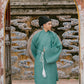 Ao Giao Linh Green - Crossed-Collared Robe