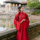 Ao Giao Linh Red - Crossed-Collared Robe