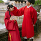 Ao Giao Linh Red - Crossed-Collared Robe