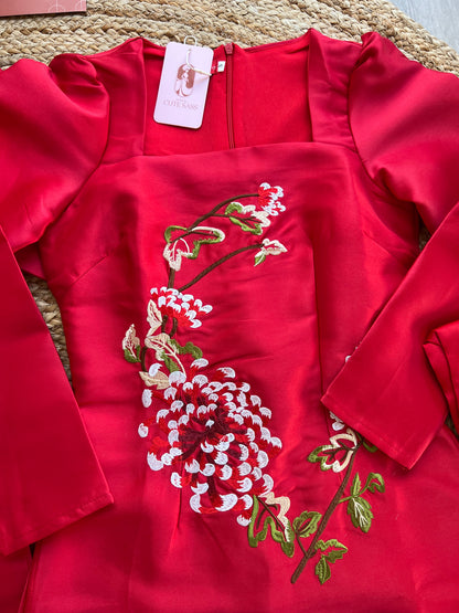 Family Red Hac Embroidery Ao Dai Set (No Headband) 26B