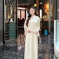 Linh Vy - Cream Vows Long Sleeve Bows Ao Dai Set