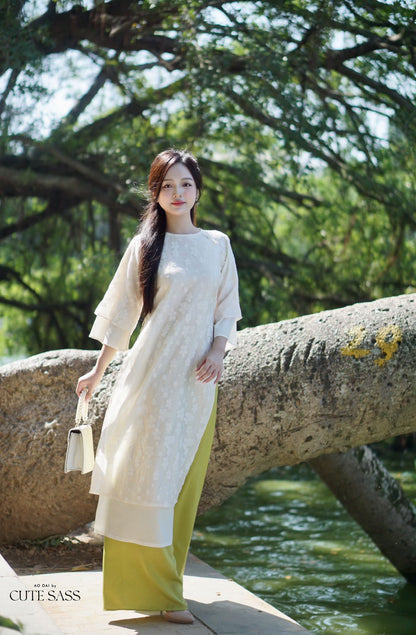 Shifted Mai Pearls Ao Dai Top Only, NO PANTS (5 Colors) FL 10A 10B, 11B 11C