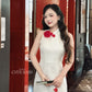 Linh Vy - White Rose Asymmetrical Ao Dai Top Only, No Pants