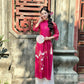 Fuchsia 3D Branches Ao Dai Set 1B