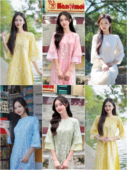Shifted Mai Pearls Ao Dai Top Only, NO PANTS (5 Colors) FL 10A 10B, 11B 11C