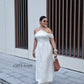 Linh Vy - Hush White Halter Off Shoulder Wing Sleeves Ao Dai Top Only, No Pants