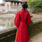 Ao Giao Linh Red - Crossed-Collared Robe