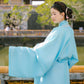 Ao Giao Linh Blue - Crossed-Collared Robe