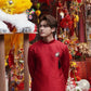 Men Embroidered Fan Ao Dai Top