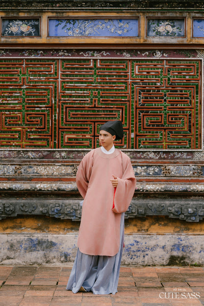 Ao Vien Linh Taupe - Round-Collared Robe
