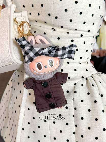 Black Ba Ba Vietnamese Ao Dai Set for Labubu – Includes Pants & Scarf (Doll Not Included)