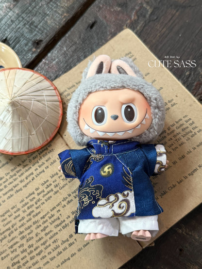 Blue Dragon Gam Vietnamese Ao Dai Set for Labubu – Includes Pants (Doll Not Included)