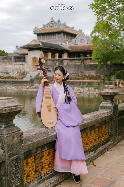 Ao Giao Linh Purple - Crossed-Collared Robe