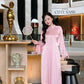 Linh Vy - Pink Vows Long Sleeve Bows Ao Dai Set