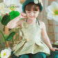 Girl Green Gold 3D Orchid Yem Ao Dai Set with Skirt and Headband