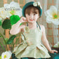 Girl Green Gold 3D Orchid Yem Ao Dai Set with Skirt and Headband