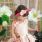 Girl Pink Gold 3D Orchid Yem Ao Dai Set with Skirt and Headband