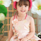 Girl Pink Gold 3D Orchid Yem Ao Dai Set with Skirt and Headband