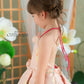 Girl Pink Gold 3D Orchid Yem Ao Dai Set with Skirt and Headband