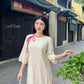 Shifted Daisy Chiffon Ao Dai Top Only, NO PANTS (3 Colors)