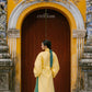 Ao Giao Linh Yellow - Crossed-Collared Robe