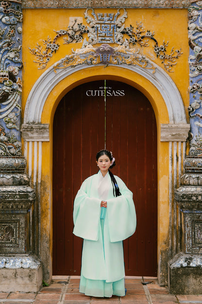 Ao Doi Kham Cyan - Parallel-Flapped Jacket (Wide Sleeves)