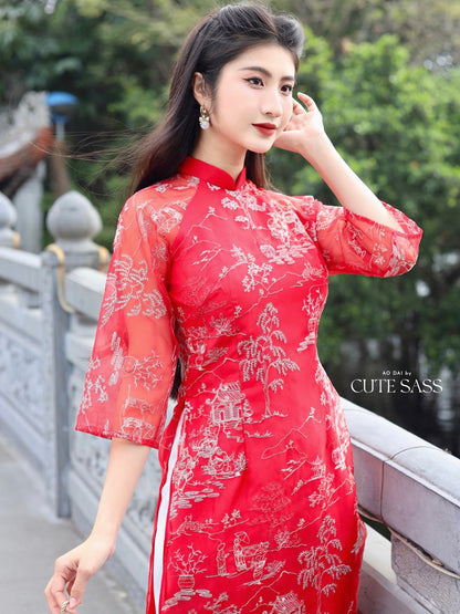 Tu Minh - Red Ao Dai Set 25C