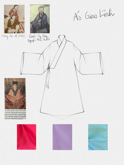 Ao Giao Linh Blue - Crossed-Collared Robe